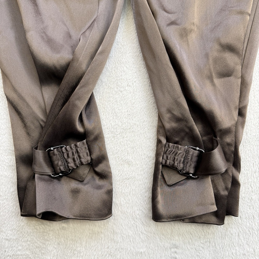 Aritzia Babaton Pants Womens Size 2 Brown Refined Satin High Waisted Cargo - Picture 2 of 12